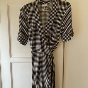 Ganni gingham wrap dress